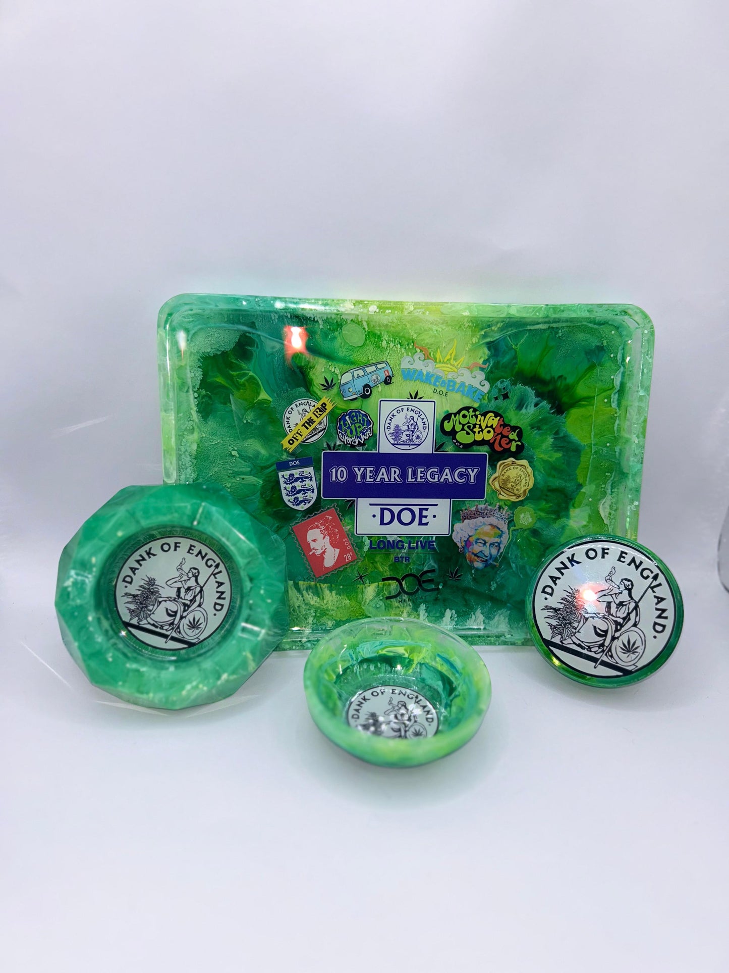 DOE Multi Logo 10 Years Resin 4 Piece Rolling set ( hand made )