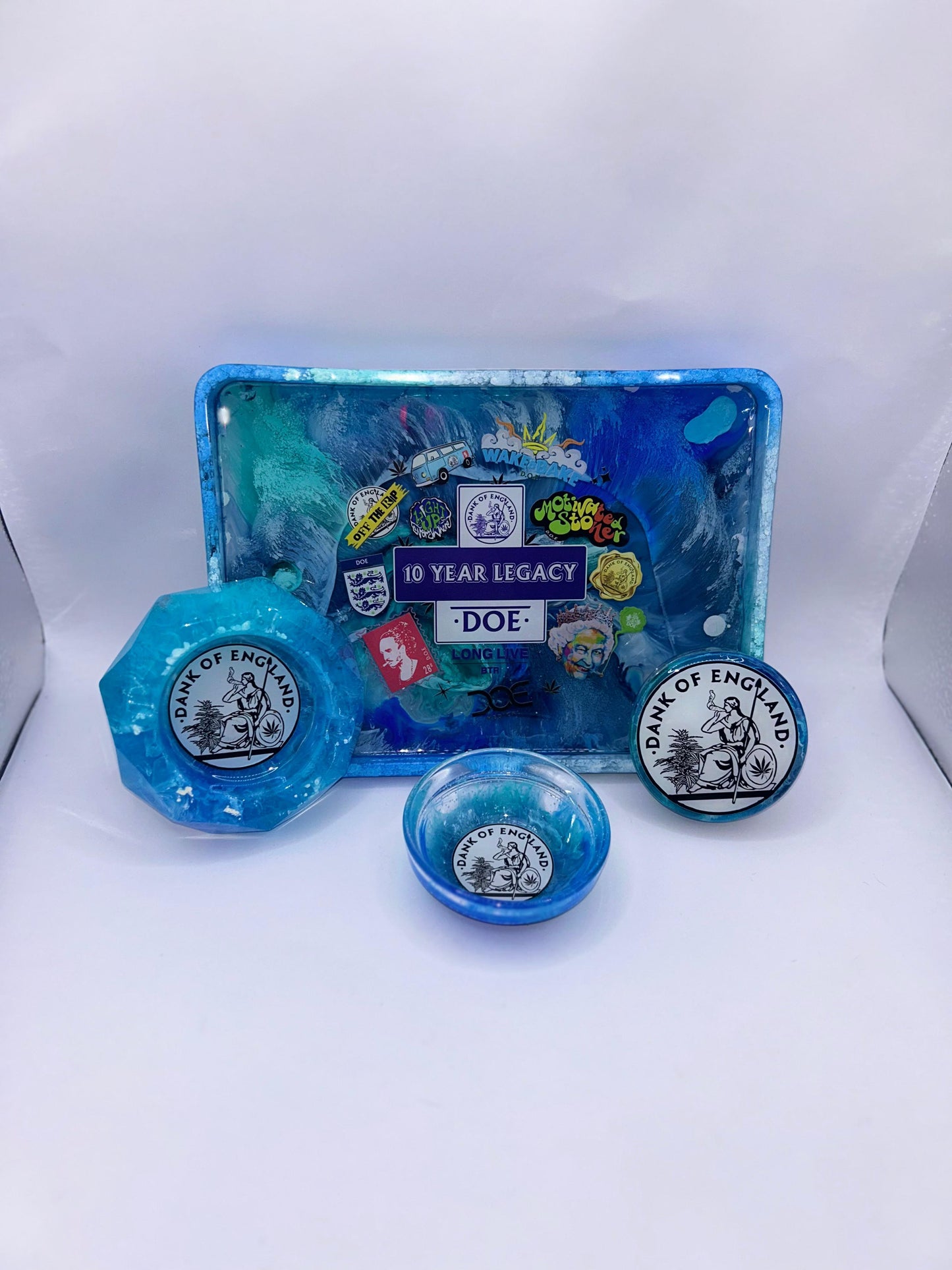 DOE Multi Logo 10 Years Resin 4 Piece Rolling set ( hand made )